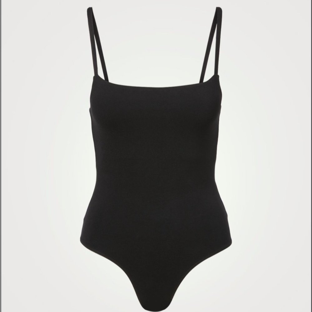 Toteme Slim Strap Bodysuit Square Neck Tank Black L - Picture 4 of 8